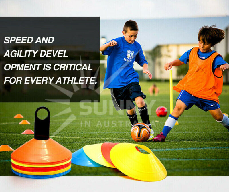 60 BRIGHT COLOURED FOOTBALL TRAINING CONES WITH CONE HOLDER