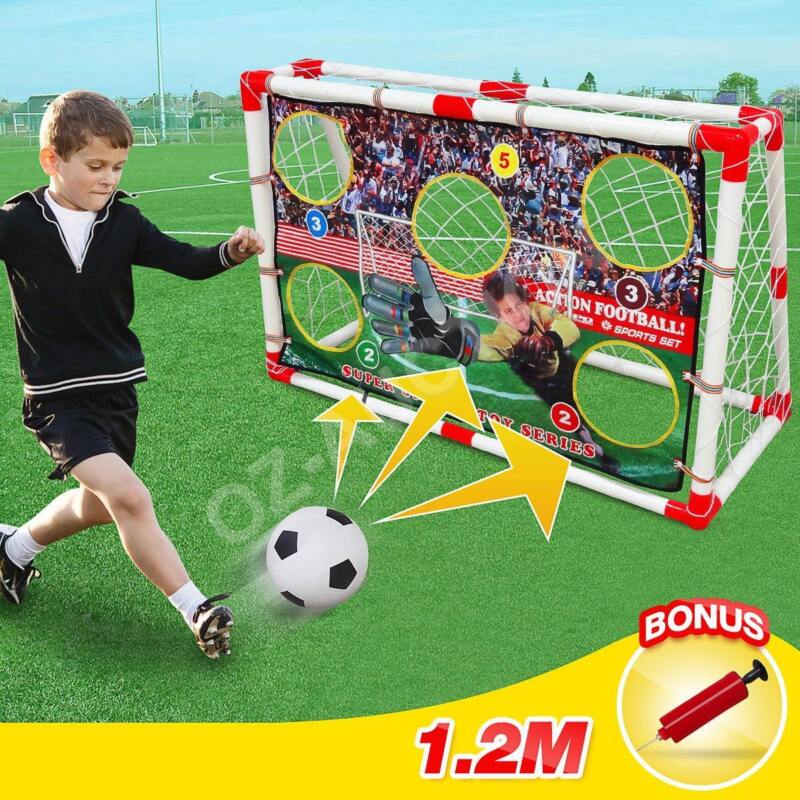 2 in 1 Kids Football Goal Target Training Practise Set with Ball & Pump