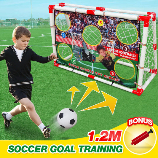 2 in 1 Kids Football Goal Target Training Practise Set with Ball & Pump