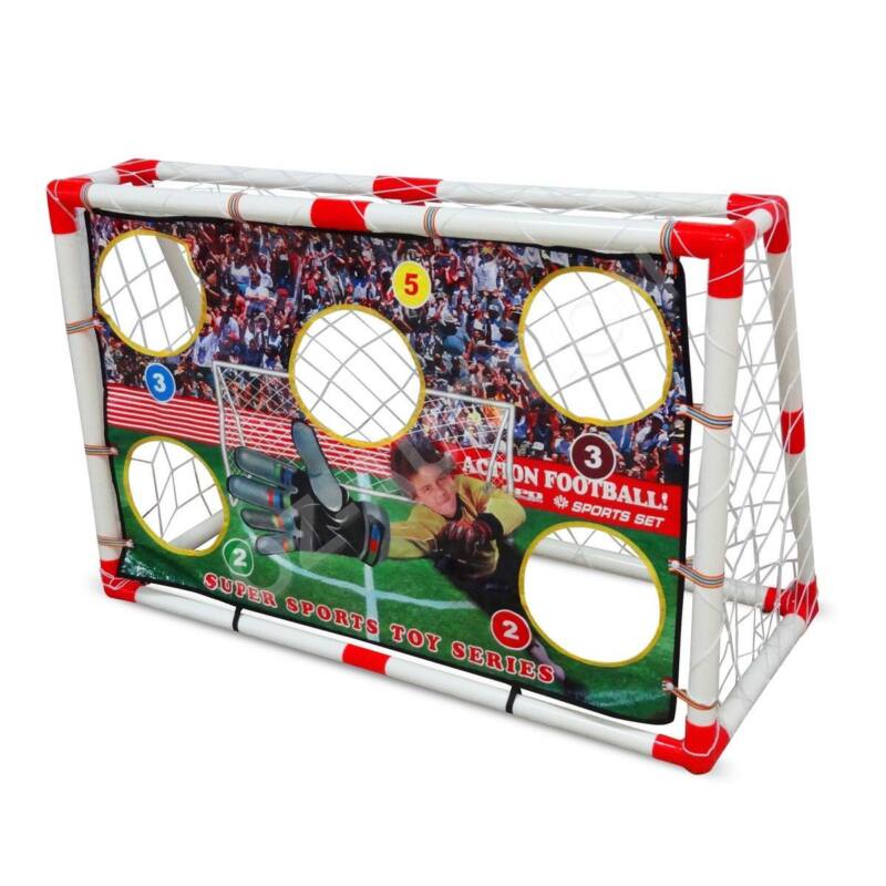 2 in 1 Kids Football Goal Target Training Practise Set with Ball & Pump