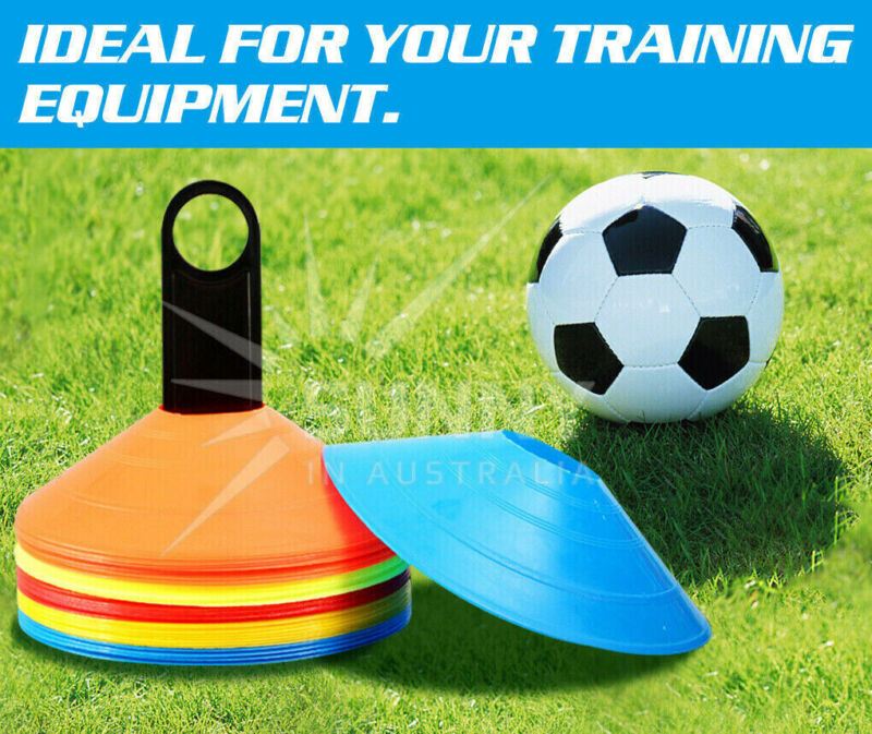 60 BRIGHT COLOURED FOOTBALL TRAINING CONES WITH CONE HOLDER