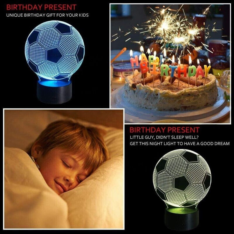 3D Soccer Ball LED Night Light Desk Lamp with 16 Colour options