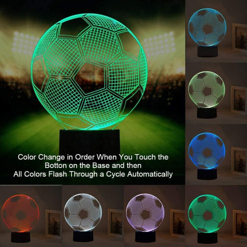 3D Soccer Ball LED Night Light Desk Lamp with 16 Colour options