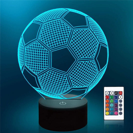 3D Soccer Ball LED Night Light Desk Lamp with 16 Colour options